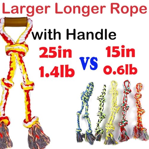 Fejapa Extra Large Dog Rope Toys for Aggressive Chewers - Tug of War, Interactive, Heavy Duty, Outdoor, Medium to Large Breed Dog Chew Rope with Handle - Thumbnail 2