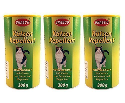 BRAECO 3 x 300g Katzen Repellent, Abwehrduft gegen Katzen, Katzenschreck hält Katzen von Gärten und Wegen fern BRAECO 3 x 300g Katzen Repellent, Abwehrduft gegen Katzen, Katzenschreck hält Katzen von Gärten und Wegen fern