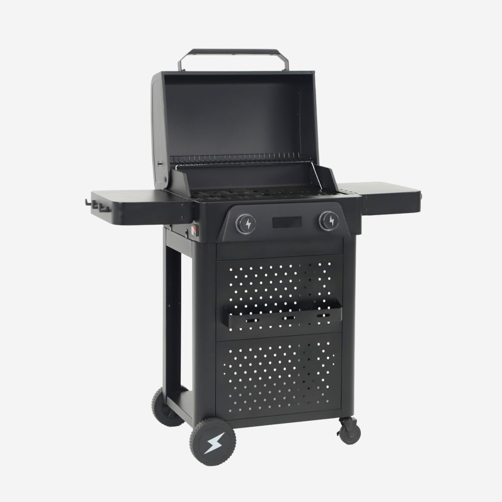 sweeek - Barbecue électrique acier émaillé 2 brûleurs 2300 W. 2 tablettes. thermomètre. écran de contrôle - Voltis