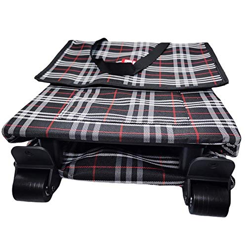 Falytemow Faltbarer Einkaufswagen mit Rädern und Teleskopgriff, Wasserdichter Oxford-Stoff, Schwarz, 41 L, 1.8 kg, Unisex-Erwachsene – Bild 4