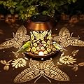 Solar Bird Feeders for Outdoors Metal Butterfly Lantern Hanging on a Tree Bird Feeder Waterproof Decoration for Patio,Yard,Lawn,Pathway,Garden,Christmas Decor Gifts for Women Mom Friends