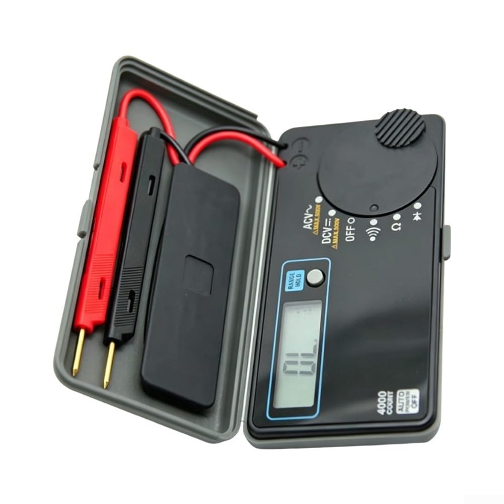 Design compatto di stile della carta del multimetro digitale del corpo di plastica | Auto/manuale, 4000 conteggi, precisione 0,7%, grande LCD, formato tascabile, riparazione elettrica domestica