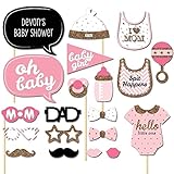 Veewon 20 Stück Fotorequisiten Babydusche Baby Shower Party Baby Flaschen Masken Photo Booth Props Neugeborene Dame Girl Partydekoration