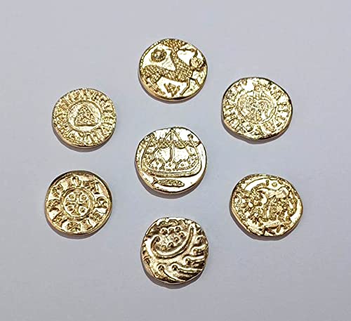 Wikingermünzen Vergoldetes Metall. Schatz der Wikinger. Ursprüngliche Geschenk-Gadget-Idee für Fans, Cosplay, Fantasie. Set 7 Reproduktion vikings coins