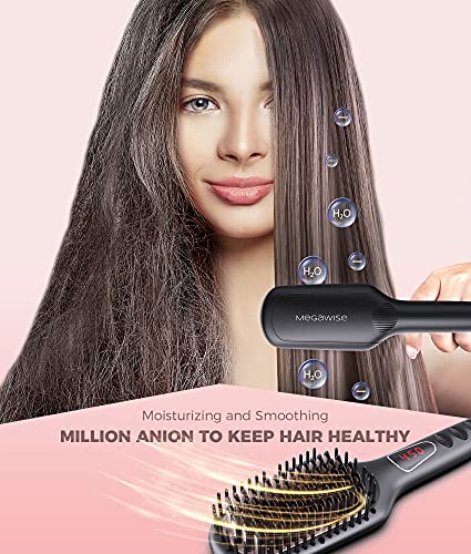 image for MEGAWISE Pro Ceramic Ionic Hair Straightener Brush for Home Salon | MC