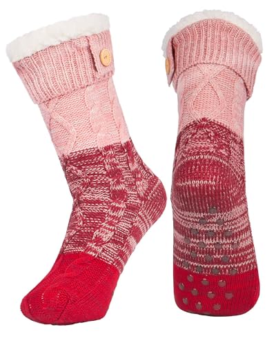 Mulor Calcetines Zapatillas Mujer Calcetines Mullidos Hasta la Pantorrilla para Niñas Regalo con Pinzas Forro Polar Antideslizante Sujeción del Calor
