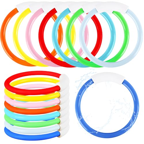 Feradny 16 Pcs Pool Diving Swim Diving Rings Training Dive Swim Water Summer Swimming Pool for Kids Boys Girls Adults, 6 Colors