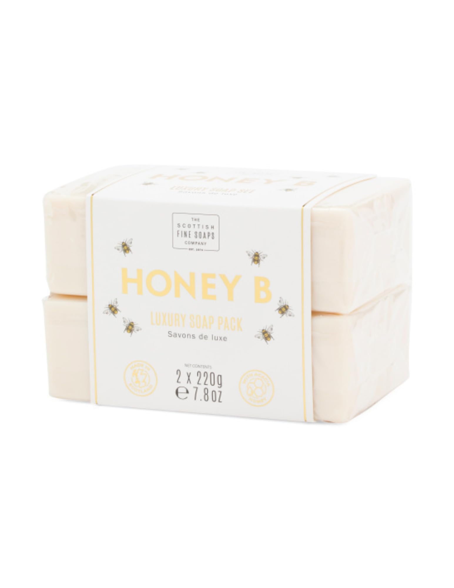 Scottish Fine Soaps Honey B Luxury Soap Pack, 2 x 7.8 oz Bars