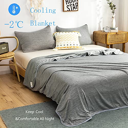 Bedchoice Cooling Blanket Twin Cooling Blankets For Hot Sleepers Keep Body Cool On Warm Nights,Silk Feel Summer Blanket For Adults, Children, And Babies, Japanese Q-Max 0.4 Cooling Fiber(Grey, Twin) #TOP1