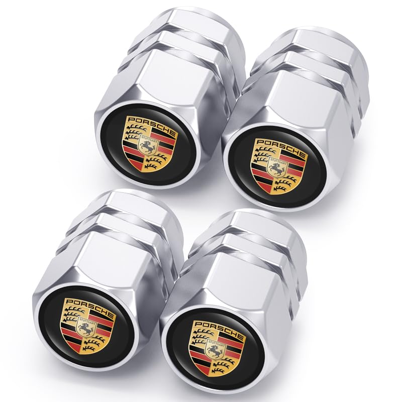Car Tire Valve Stem Caps for Automobiles Dust Caps Compatible with Porsche Panamera Cayenne Macan Boxster Taycan Cayman 718 911 Car TiresAlloy Leak-Proof Valve Cover