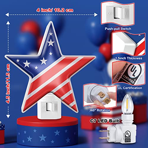 Meonum Bright America Flag Night Light Plug Into Wall Powered By C7 Bulb For Decorative Bath Kitchen Hallway Bathroom (Simple Style) #TOP1