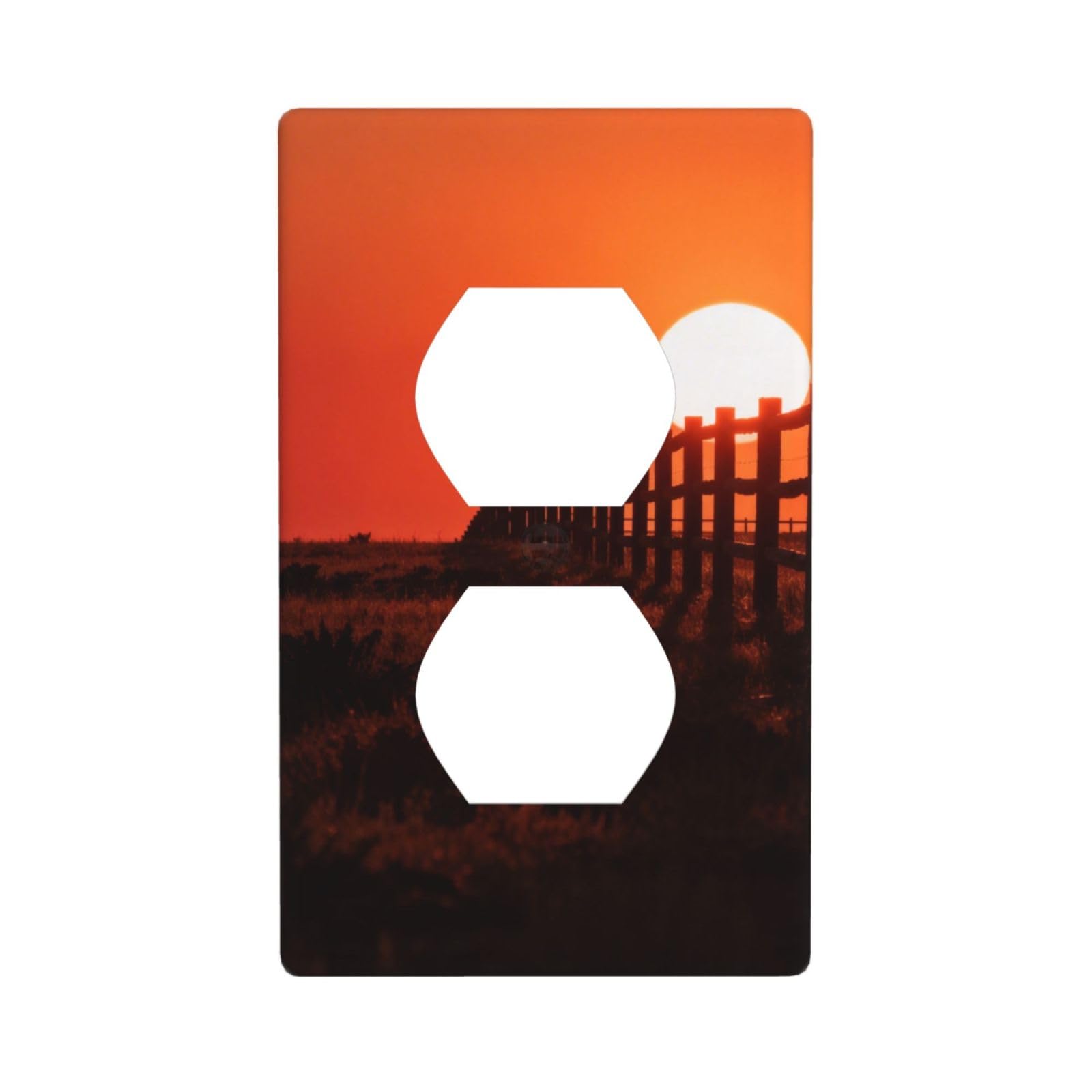 Ranch Fence Sunset Unbreakable Polycarbonate Switch Plate-1 Gang Screwless Wall Plate for Home Office