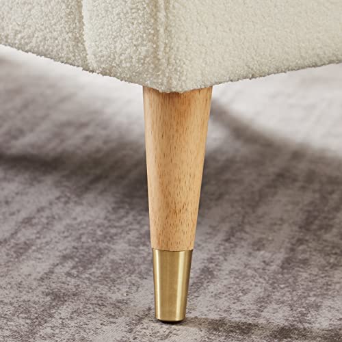 Dolonm Mid-Century Modern Accent Chair, Upholstered Armchair Living Room Chair, Comfy Single Sofa Chair with Sturdy Legs for Living Room Bedroom, White - Image 3