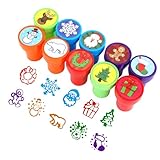 Weihnachtsstempel Kinder Set 10 Stück Stempel Weihnachten Kinder Selbstfärbend Stempel für Weihnachtspartybeutel Partygeschenke Weihnachtsspielzeug Weihnachtskalender Adventskalender