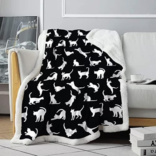 Cute Cat Throw Blanket for Kids Adult Fleece Blanket Animal Printed Sherpa Fleece Blanket for Couch Sofa and Bed Women Novelty Blanket Gifts 50x60 Inches