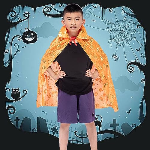 Boys Girls Halloween Cloak Kids One Size Hooded Shawl Youth Kids Prints Jackets Cute Pumpkin Oversized Mentel Warm Coat2