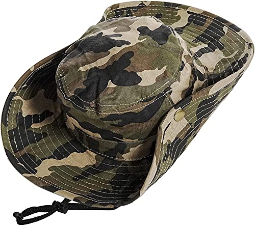 Boys Camo Sun-Bucket-Hat Summer Outdoor Safari Fishing-Hat Boonie-Cap for Big Kids 2-14Yrs2