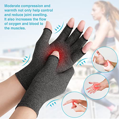 51nt1V1ciKL DISUPPO Arthritis Gloves Women and Men Relieve Pain from Rheumatoid, RSI,Carpal Tunnel, Compression Gloves Fingerless… - Image 5