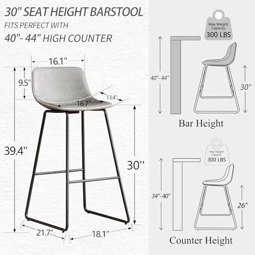 Image of Bar Height Bar Stools Set of 4 with Ergonomic Back & Durable Stable Legs