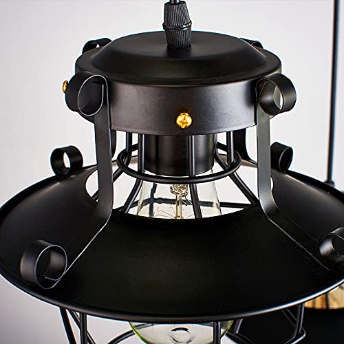 Lámpara de hierro forjado E27 estilo farol antiguo con acabados artesanales para techos 6