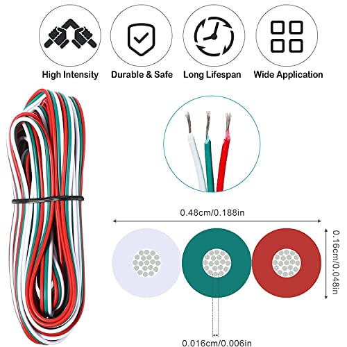 3pin Extension Wire Cable 22AWG Led Connector for WS2812 WS2811 RGB RGBW 5050 3528 LED StripLED cable32.8ft (65.6ft 20m) - Image 2