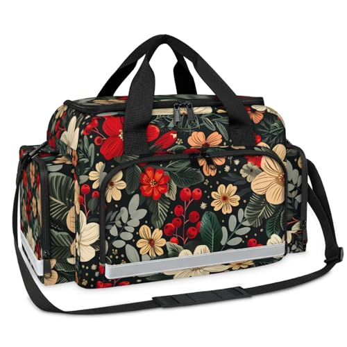 GzLeyigou First Aid Bags Empty, Watercolor Flower Emergency Bag First Aid Kit Multiple Compartment Kit Carrier On Call Trauma Bag For Paramedics Emergency Medical Supplies Kit
