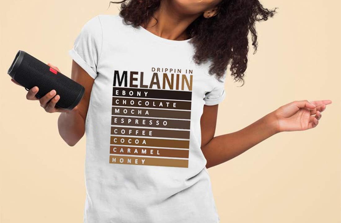 Drippin in Melanin T-Shirt Afro Women Funny Letter Print Tshirts Black Queen Graphic Tee Tops Short Sleeve Shirt - Image 2