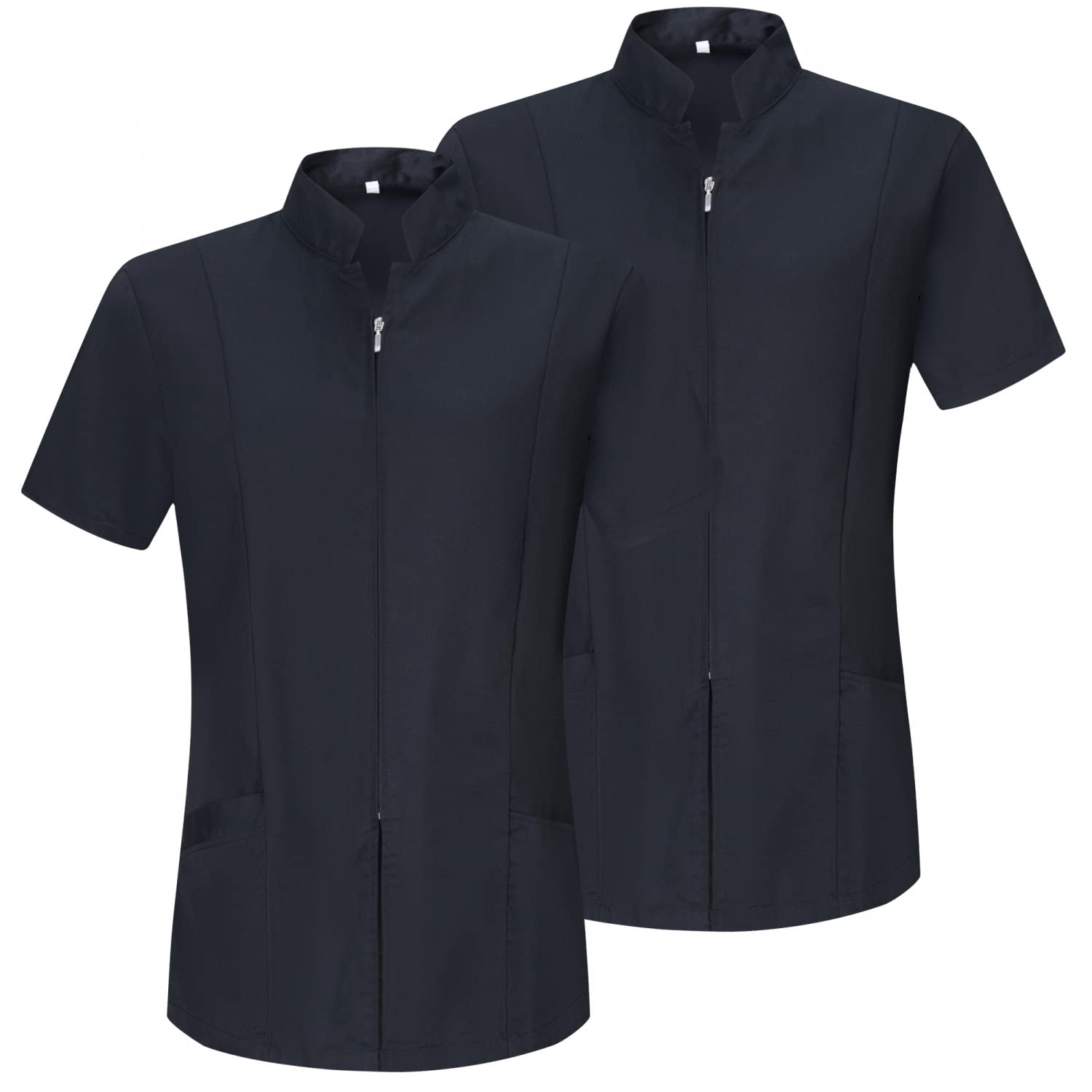 MISEMIYA Pack 2 Unidades - Casaca Mujer Cierre Cremallera Manga Corta Uniforme Doctora Uniforme- Ref.829 - XS, Negro
