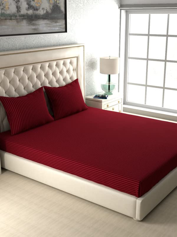 Raymond Home King Flat Sheet Super Soft 300 TC Pure Cotton (274x274 cm, 50x75 cm) Flat sheet & 2 PillowCases Maroon
