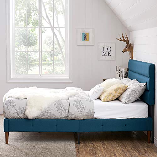 Vecelo Upholstered Height Adjustable Headboard In Linen Fabric, Modern Horizontal Decor, 49.3’’, King/Cal King, Cobalt #TOP4