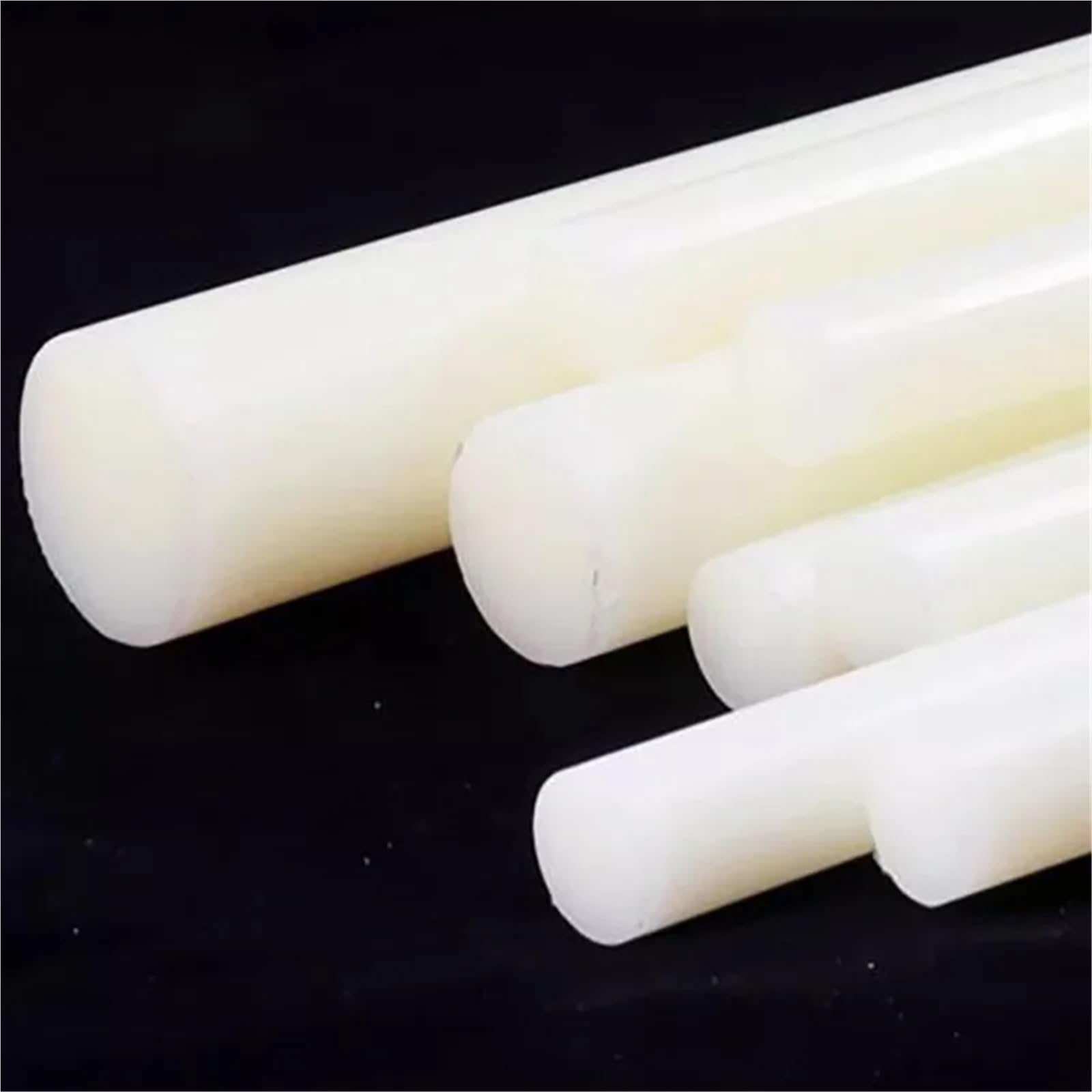 Nylonowy biały okrągły pręt | 3-30 mm x 100-500 mm Zastosowanie przemysłowe: Łożyska Rolki Przekładnie Inżynieria Żywność