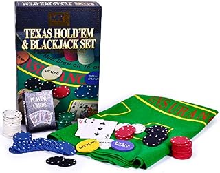 M.Y Texas Hold'em Poker & Blackjack Set - Includes Poker Chips Deck of Cards and Mat