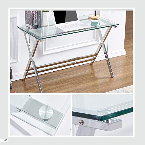 Fenghua Glass Home GLASS DESK Tempered Glass Computer Desk Modern Student Writing Study Desk,Small Computer Desk,Home Office Desk thumb #4