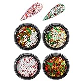 4 cajas/juego Lentejuelas navideñas, con diferentes patrones, Puedes diseñar lo que quieras con colores ricos y tu imaginación libre.