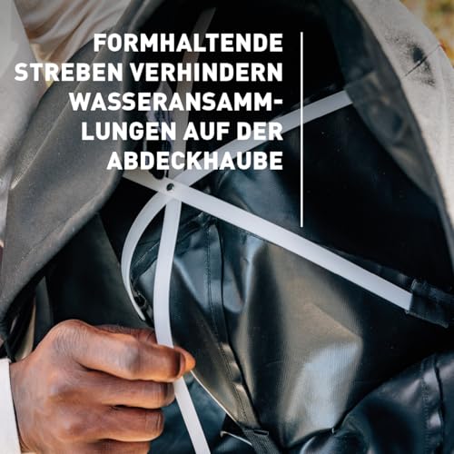 höfats - MOON 45 Abdeckhaube - passgenaue, wetterfeste, UV-beständige Schutzhülle, mit Kordelstopper - formhaltende Streben verhindern Wasseransammlungen - schützt den Feuerkorb vor Schmutz und Nässe