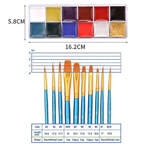 12 Colors Body Paint Kit Oil-Based Face Paint Makeup Palette For Christmas Costume Fancy Party Make Up Professional Face Body Painting With Brushes #TOP2
