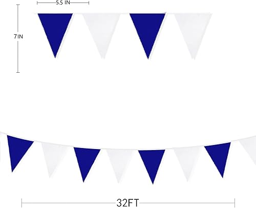 Vista 35 de Banderín rojo y blanco de 32 pies, banderines de tela triangular, guirnalda de banderines para boda, compromiso, despedida de soltera, aniversario
