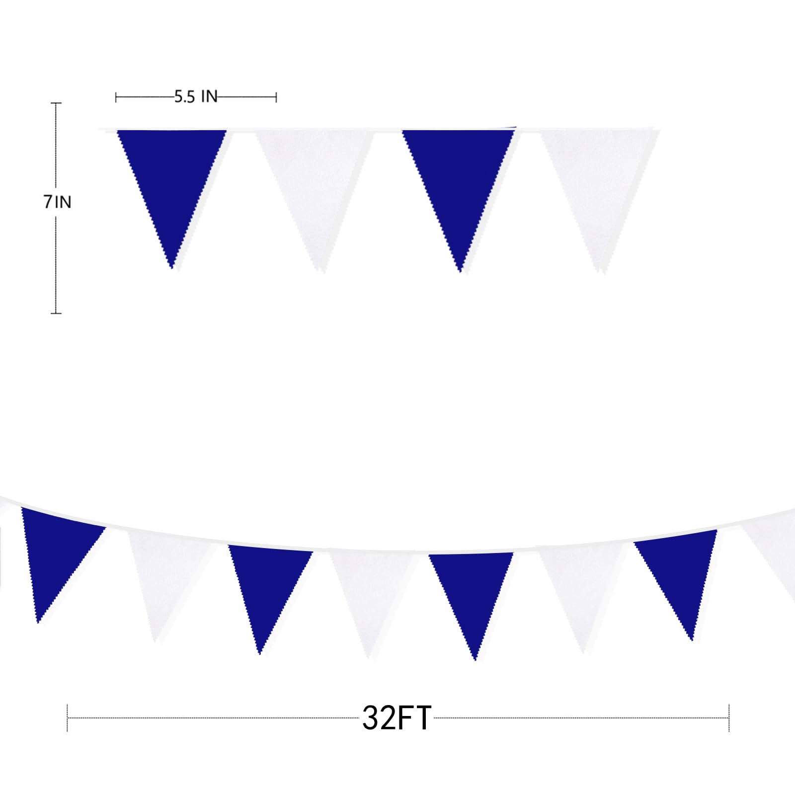 Bandierine blu bianche da 10 m, decorazioni per feste in tessuto, bandierine triangolari, per matrimoni, compleanni, baby shower, Ahoy, ancora, pirata