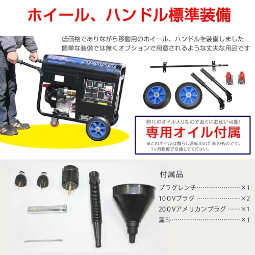 ハチハチハウス ガソリン発電機 三相200V/20A出力 ITO-7000W の商品画像 7