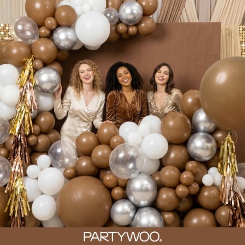 Image of PartyWoo Brown Balloons 120pcs Boho Coffee Tan Fall Color Different Sizes