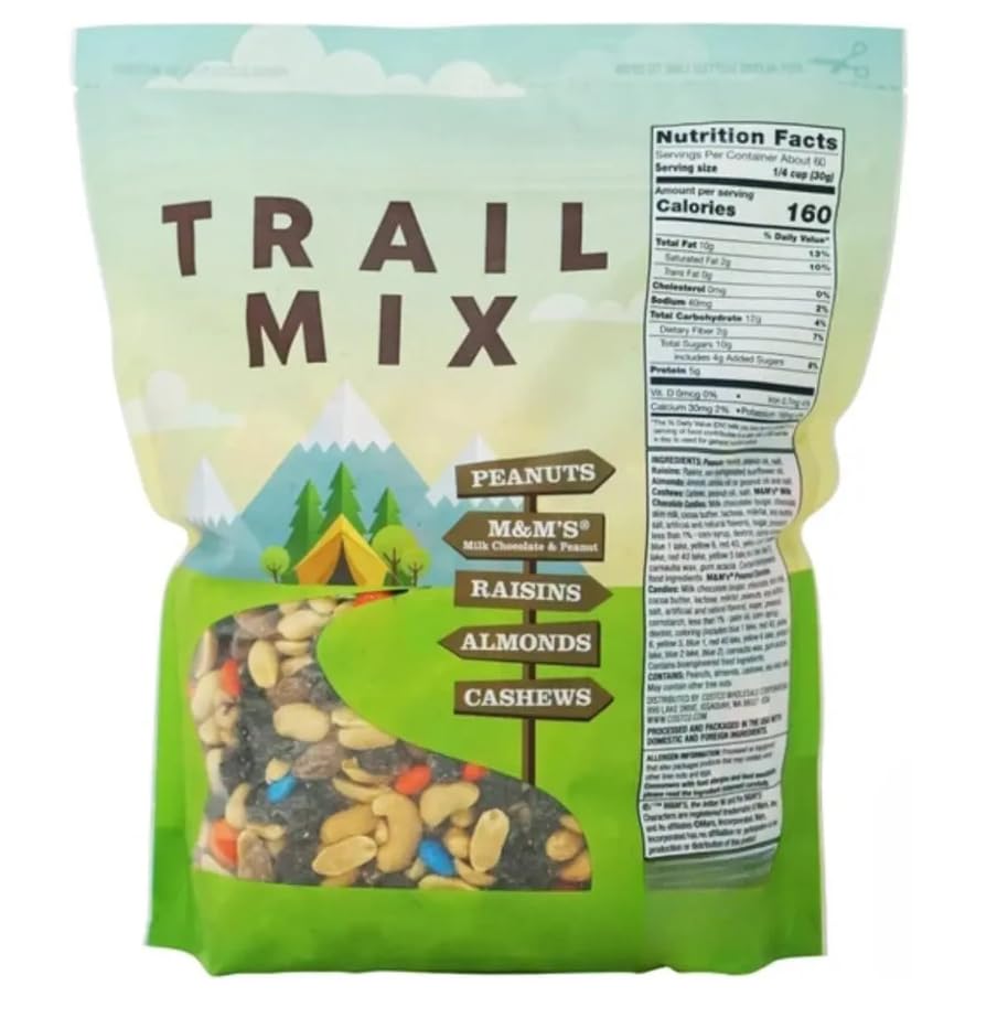 Kirkland Trail Mix with Milk Chocolate Candy, Peanuts, Raisins, Almonds & Cashews – Kosher Dairy, 4 lbs Resealable Bag