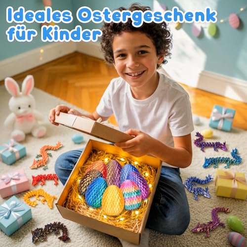 8er Set Miniatur 3D Gedrucktes Drachenei mit Drache - 12,7 cm Kristall Drache Spielzeug-Ei in Kleiner Größe, Geheimnisvolles Drachenei Spielzeug, Überraschung Easter Dracheneier Wohnkultur (8PCS)