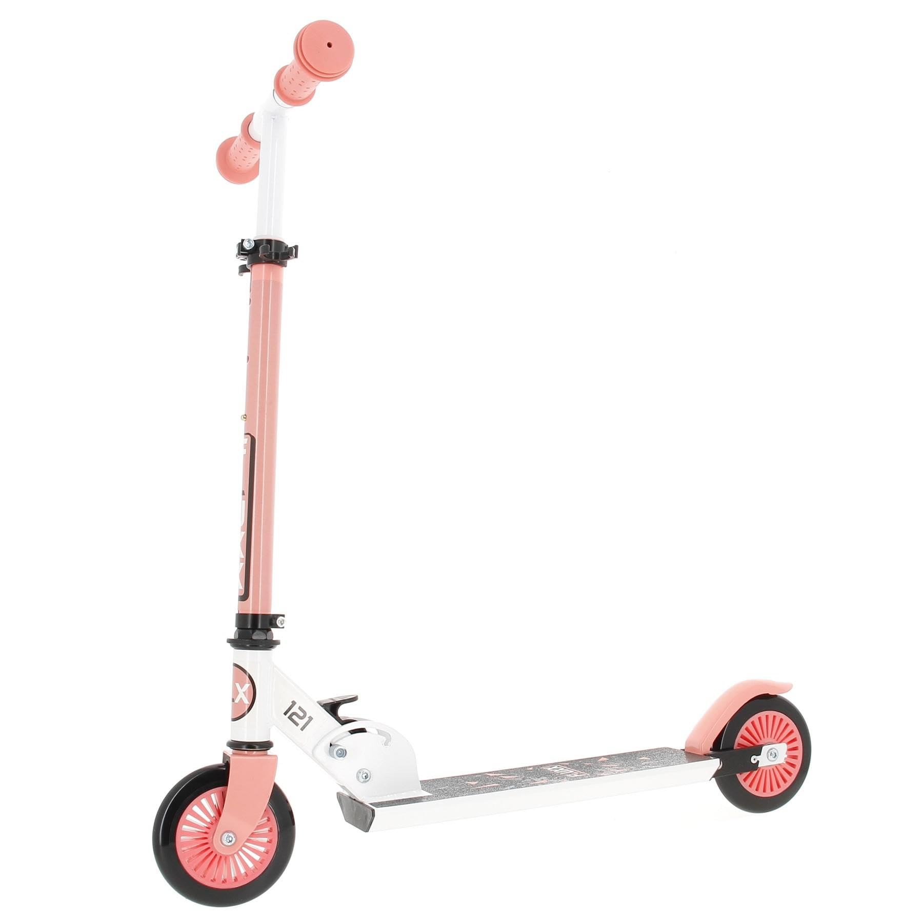 Trottinette Pliable 2 Roues FLEXXY 121 Girl - 2 Roues PVC 121 mm - Blanc/Gris/Corail