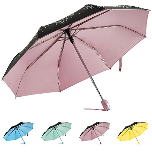 RENZER Travel Rain Windproof for Women Auto Open/close Cherry Umbrella Pink