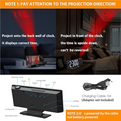 Reloj digital inteligente para pared y techo con proyector de hora LED 5