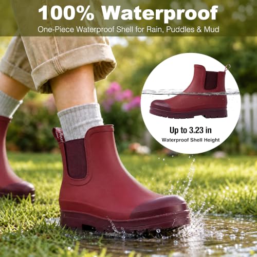 Image of planone Fashion Short Rain Boots for Women Waterproof Chelsea Ankle Boots