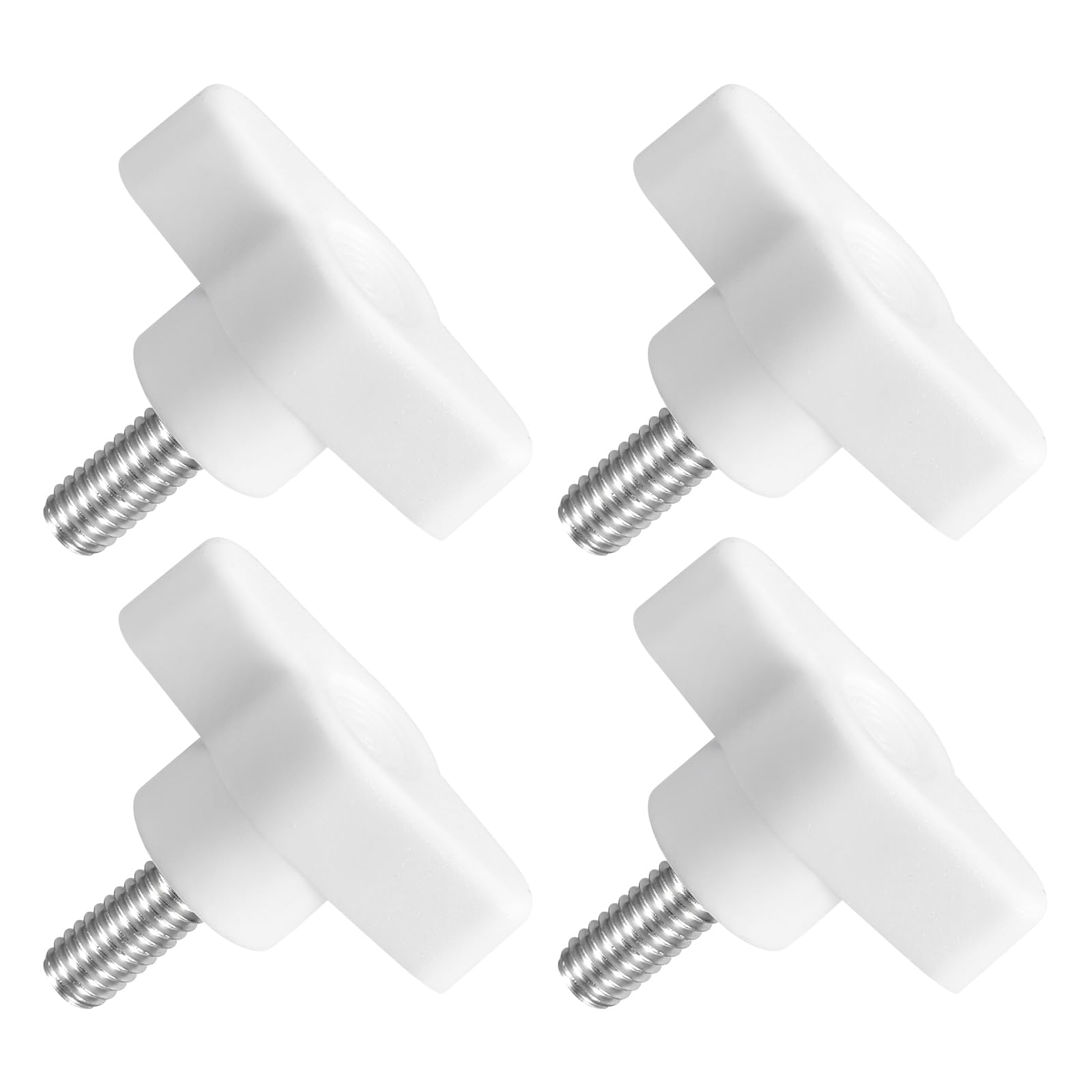 sourcing map 4Pcs Tee Wing Knobs Thumb Screws, M6 x 14mm Clamping Screw Knob Male Thread 304 Stainless Steel T Shaped Thumb Screws Handle 36mm Dia. for Hand Tightening Knob Replacement, White