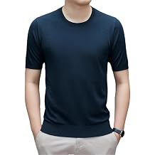 Winter Men's Wool Blend T-Shirt Casual O-Neck Knitted Top Short-Sleeved Warm Sweater