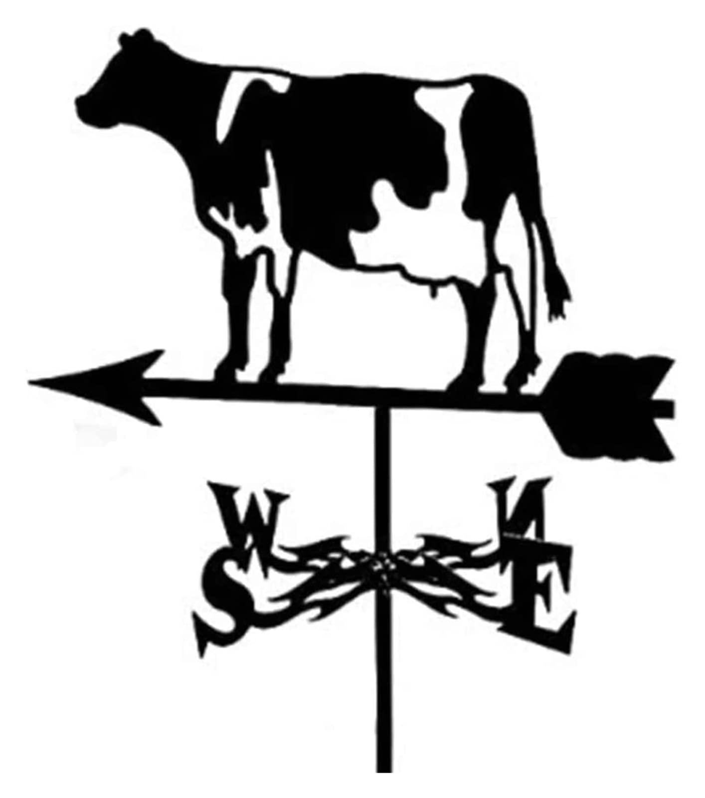 WIQUYBML Metal Cows Silhouette Weathervane Wind Direction Weather Vane Indicator for Outdoor Garden Decorations Ornaments Vanes