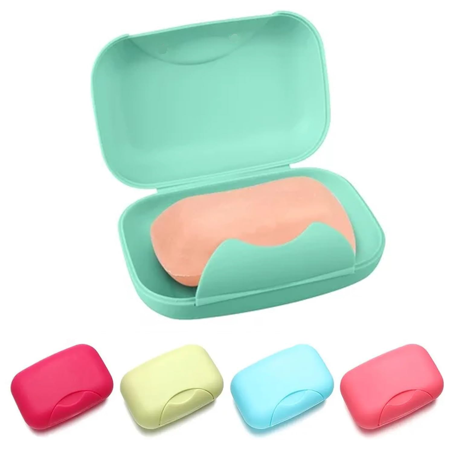 SpiderJuice 2Pc Useful Portable Travel Partner Bathroom Washing Bathing Cleaning Soap Box Holder with Locking Design Cover Case Soap Box